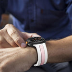 Silver Buckle Vertical Stripe Two Color Silicone Watch Band, For Samsung Galaxy Watch8 / Watch8 Classic