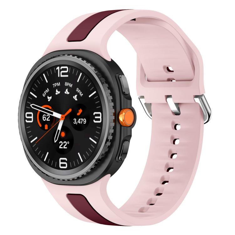 Silver Buckle Vertical Stripe Two Color Silicone Watch Band, For Samsung Galaxy Watch8 / Watch8 Classic