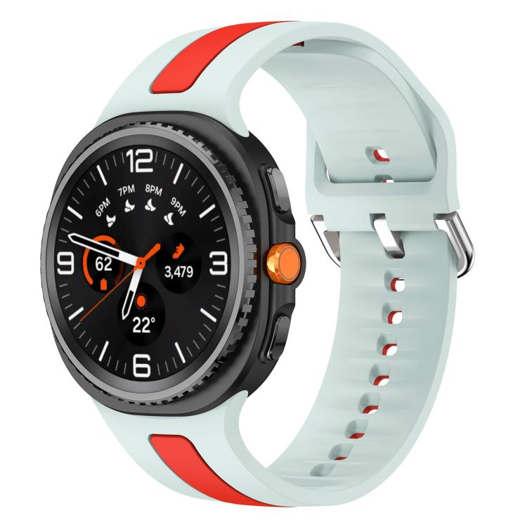 Silver Buckle Vertical Stripe Two Color Silicone Watch Band, For Samsung Galaxy Watch8 / Watch8 Classic