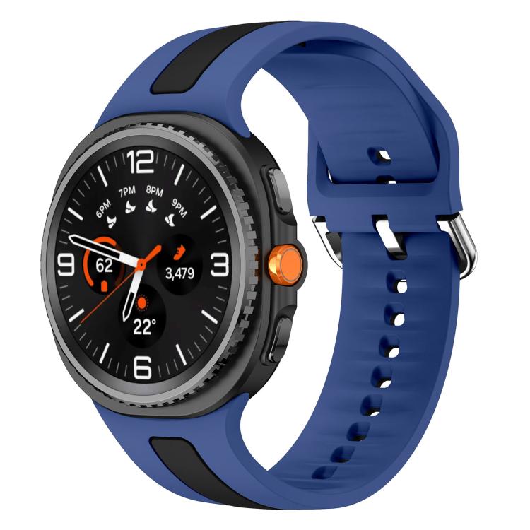 Silver Buckle Vertical Stripe Two Color Silicone Watch Band, For Samsung Galaxy Watch8 / Watch8 Classic