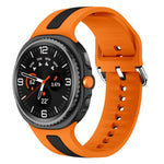 Silver Buckle Vertical Stripe Two Color Silicone Watch Band, For Samsung Galaxy Watch8 / Watch8 Classic
