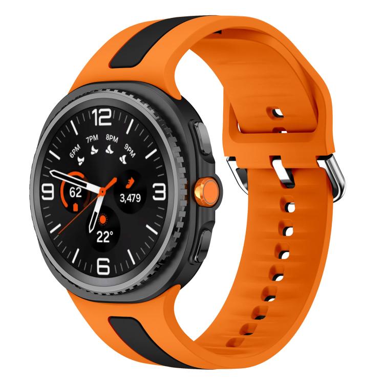 Silver Buckle Vertical Stripe Two Color Silicone Watch Band, For Samsung Galaxy Watch8 / Watch8 Classic