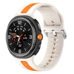 Silver Buckle Vertical Stripe Two Color Silicone Watch Band, For Samsung Galaxy Watch8 / Watch8 Classic