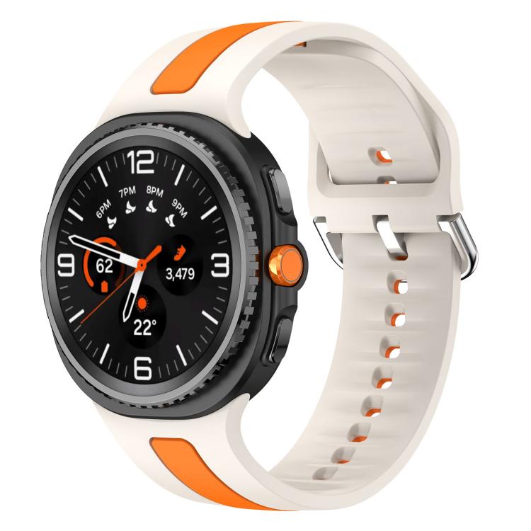 Silver Buckle Vertical Stripe Two Color Silicone Watch Band, For Samsung Galaxy Watch8 / Watch8 Classic