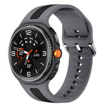 Silver Buckle Vertical Stripe Two Color Silicone Watch Band, For Samsung Galaxy Watch8 / Watch8 Classic