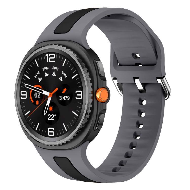Silver Buckle Vertical Stripe Two Color Silicone Watch Band, For Samsung Galaxy Watch8 / Watch8 Classic