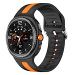 Silver Buckle Vertical Stripe Two Color Silicone Watch Band, For Samsung Galaxy Watch8 / Watch8 Classic