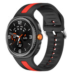 Silver Buckle Vertical Stripe Two Color Silicone Watch Band, For Samsung Galaxy Watch8 / Watch8 Classic