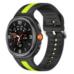 Silver Buckle Vertical Stripe Two Color Silicone Watch Band, For Samsung Galaxy Watch8 / Watch8 Classic