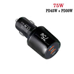 TE-P66 75W Type-C x 2 PD45W Dual Port Fast Charging Car Charger, TE-P66
