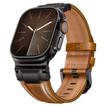 Armour-style Leather Watch Band, For Apple Watch 46mm / 49mm / 45mm / 44mm