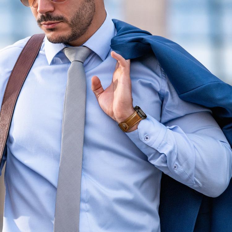 Armour-style Leather Watch Band, For Apple Watch 46mm / 49mm / 45mm / 44mm