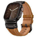 Armour-style Leather Watch Band, For Apple Watch 46mm / 49mm / 45mm / 44mm