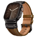 Armour-style Leather Watch Band, For Apple Watch 46mm / 49mm / 45mm / 44mm