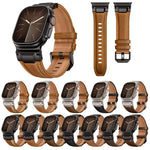 Armour-style Leather Watch Band, For Apple Watch 46mm / 49mm / 45mm / 44mm