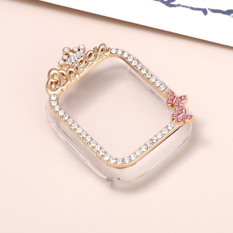 Crown-style Single Diamond Hollow PC Watch Shell, For Apple Watch Series 6 / 5 / 4 & SE 44mm, For Apple Watch Series 6 / 5 / 4 & SE 40mm, For Apple Watch Series 10 / 11 46mm, For Apple Watch Series 10 / 11 42mm, For Apple Watch Series 9 / 8 / 7 45mm   ...