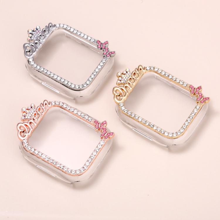 Crown-style Single Diamond Hollow PC Watch Shell, For Apple Watch Series 6 / 5 / 4 & SE 44mm, For Apple Watch Series 6 / 5 / 4 & SE 40mm, For Apple Watch Series 10 / 11 46mm, For Apple Watch Series 10 / 11 42mm, For Apple Watch Series 9 / 8 / 7 45mm   ...