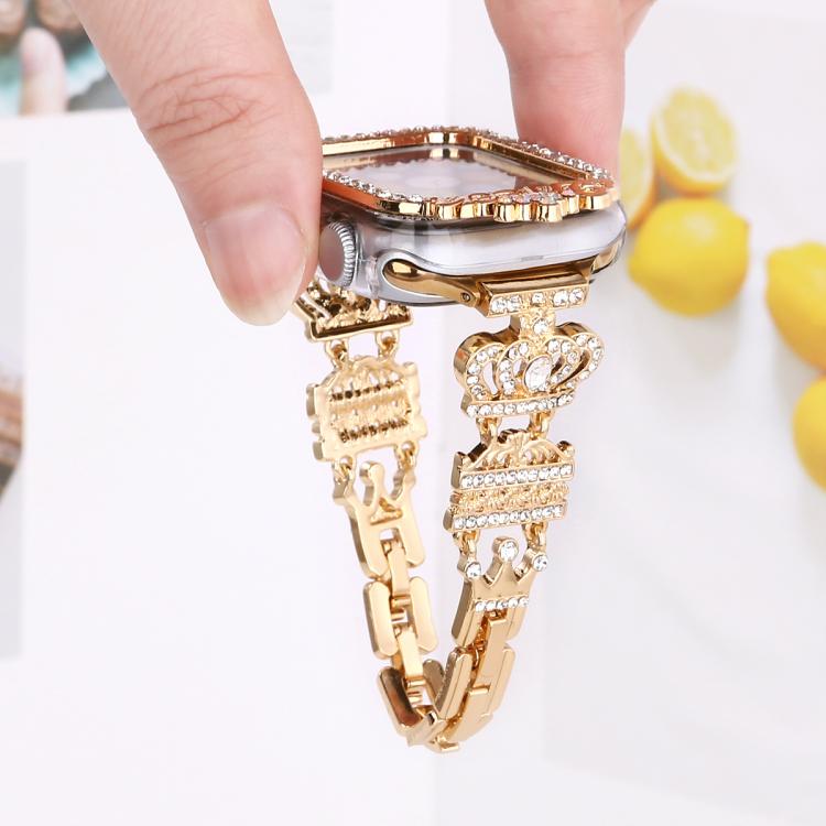 Crown-style Single Diamond Hollow PC Watch Shell, For Apple Watch Series 6 / 5 / 4 & SE 44mm, For Apple Watch Series 6 / 5 / 4 & SE 40mm, For Apple Watch Series 10 / 11 46mm, For Apple Watch Series 10 / 11 42mm, For Apple Watch Series 9 / 8 / 7 45mm   ...