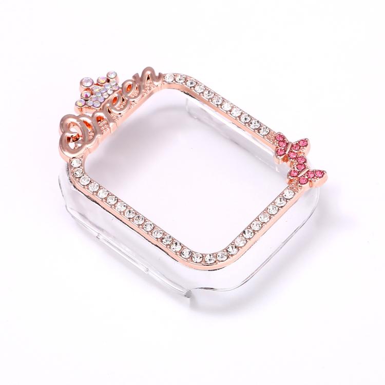 Crown-style Single Diamond Hollow PC Watch Shell, For Apple Watch Series 6 / 5 / 4 & SE 44mm, For Apple Watch Series 6 / 5 / 4 & SE 40mm, For Apple Watch Series 10 / 11 46mm, For Apple Watch Series 10 / 11 42mm, For Apple Watch Series 9 / 8 / 7 45mm   ...