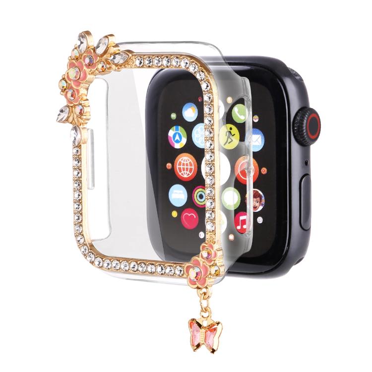 Tassel Flower Single Diamond Hollow PC Watch Shell, For Apple Watch Series 6 / 5 / 4 & SE 44mm, For Apple Watch Series 6 / 5 / 4 & SE 40mm, For Apple Watch Series 10 / 11 46mm, For Apple Watch Series 10 / 11 42mm, For Apple Watch Series 9 / 8 / 7 44mm ...