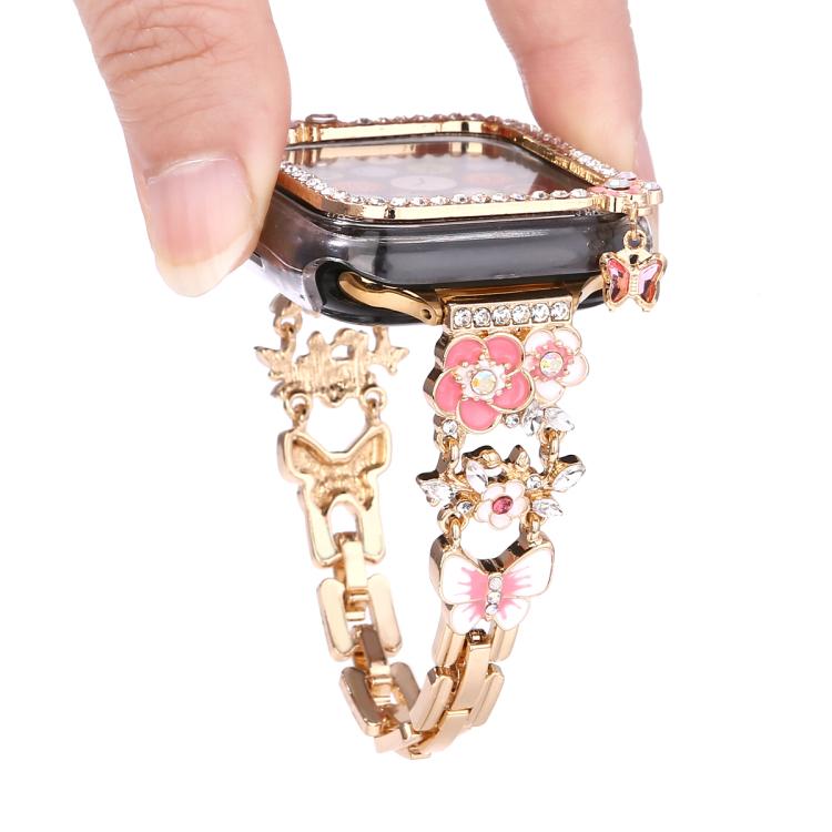 Tassel Flower Single Diamond Hollow PC Watch Shell, For Apple Watch Series 6 / 5 / 4 & SE 44mm, For Apple Watch Series 6 / 5 / 4 & SE 40mm, For Apple Watch Series 10 / 11 46mm, For Apple Watch Series 10 / 11 42mm, For Apple Watch Series 9 / 8 / 7 44mm ...