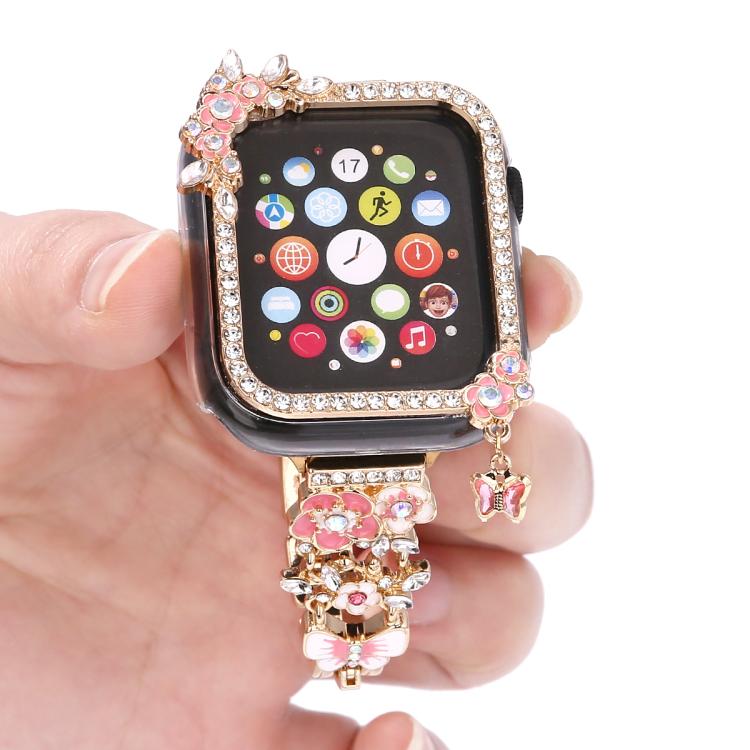 Tassel Flower Single Diamond Hollow PC Watch Shell, For Apple Watch Series 6 / 5 / 4 & SE 44mm, For Apple Watch Series 6 / 5 / 4 & SE 40mm, For Apple Watch Series 10 / 11 46mm, For Apple Watch Series 10 / 11 42mm, For Apple Watch Series 9 / 8 / 7 44mm ...