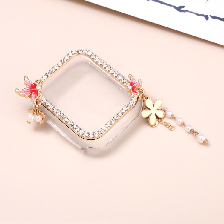 Tassel Butterfly Single Diamond Hollow PC Watch Shell, For Apple Watch Series 6 / 5 / 4 & SE 44mm, For Apple Watch Series 6 / 5 / 4 & SE 40mm, For Apple Watch Series 9 / 8 / 7 45mm, For Apple Watch Series 9 / 8 / 7 41mm
