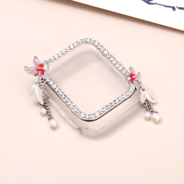 Tassel Butterfly Single Diamond Hollow PC Watch Shell, For Apple Watch Series 6 / 5 / 4 & SE 44mm, For Apple Watch Series 6 / 5 / 4 & SE 40mm, For Apple Watch Series 9 / 8 / 7 45mm, For Apple Watch Series 9 / 8 / 7 41mm