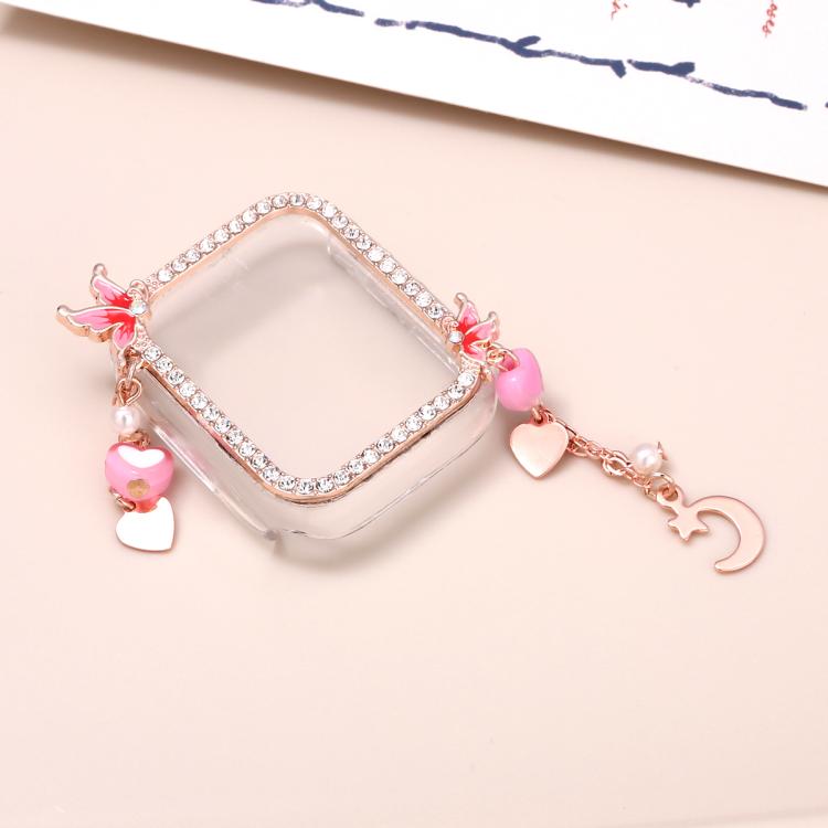 Tassel Butterfly Single Diamond Hollow PC Watch Shell, For Apple Watch Series 6 / 5 / 4 & SE 44mm, For Apple Watch Series 6 / 5 / 4 & SE 40mm, For Apple Watch Series 9 / 8 / 7 45mm, For Apple Watch Series 9 / 8 / 7 41mm