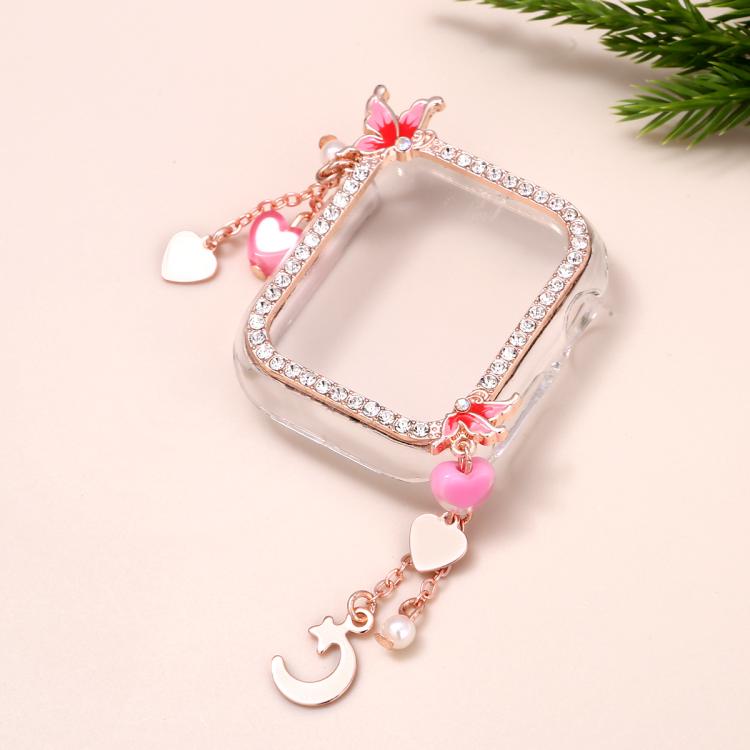 Tassel Butterfly Single Diamond Hollow PC Watch Shell, For Apple Watch Series 6 / 5 / 4 & SE 44mm, For Apple Watch Series 6 / 5 / 4 & SE 40mm, For Apple Watch Series 9 / 8 / 7 45mm, For Apple Watch Series 9 / 8 / 7 41mm