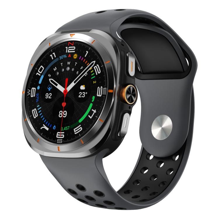 Two Color Round Holes Reverse Buckle Silicone Watch Band, For Samsung Galaxy Watch Ultra 47mm / Ultra 2025