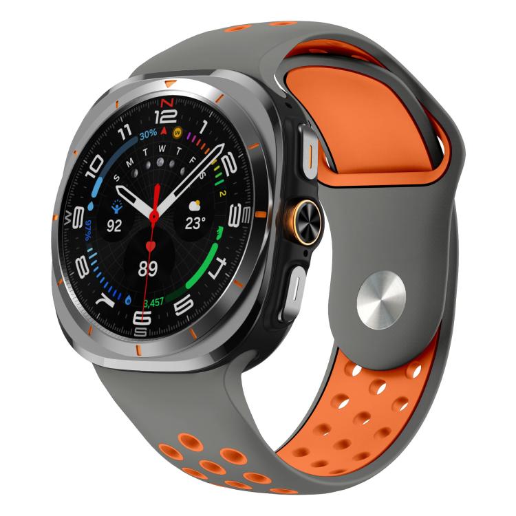 Two Color Round Holes Reverse Buckle Silicone Watch Band, For Samsung Galaxy Watch Ultra 47mm / Ultra 2025