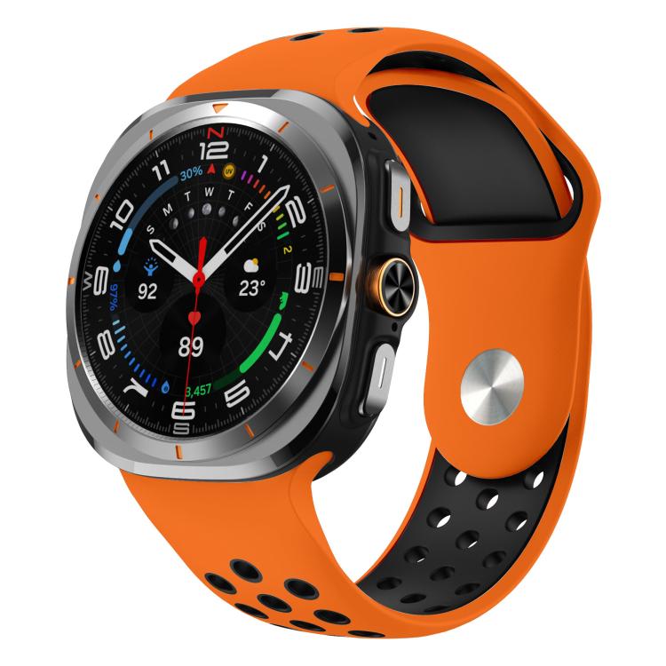 Two Color Round Holes Reverse Buckle Silicone Watch Band, For Samsung Galaxy Watch Ultra 47mm / Ultra 2025