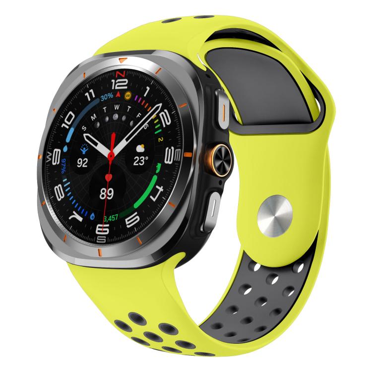Two Color Round Holes Reverse Buckle Silicone Watch Band, For Samsung Galaxy Watch Ultra 47mm / Ultra 2025