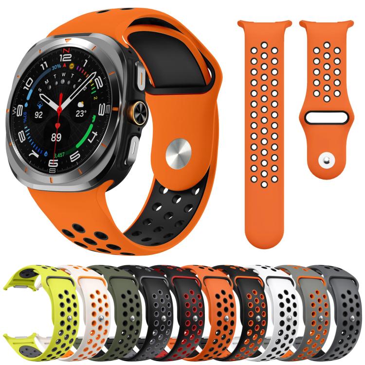 Two Color Round Holes Reverse Buckle Silicone Watch Band, For Samsung Galaxy Watch Ultra 47mm / Ultra 2025