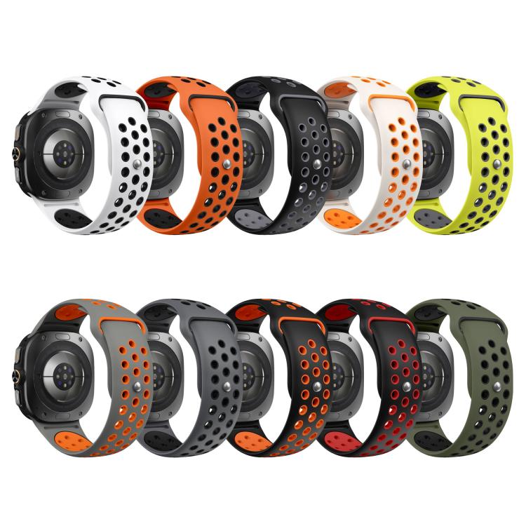 Two Color Round Holes Reverse Buckle Silicone Watch Band, For Samsung Galaxy Watch Ultra 47mm / Ultra 2025