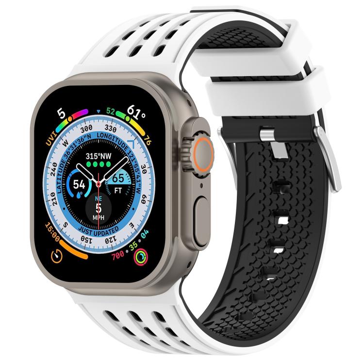 Vertical Holes Dual-Color Breathable Silicone Watch Band, For Apple Watch 46mm/ 49mm / 45mm / 44mm