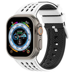Vertical Holes Dual-Color Breathable Silicone Watch Band, For Apple Watch 46mm/ 49mm / 45mm / 44mm