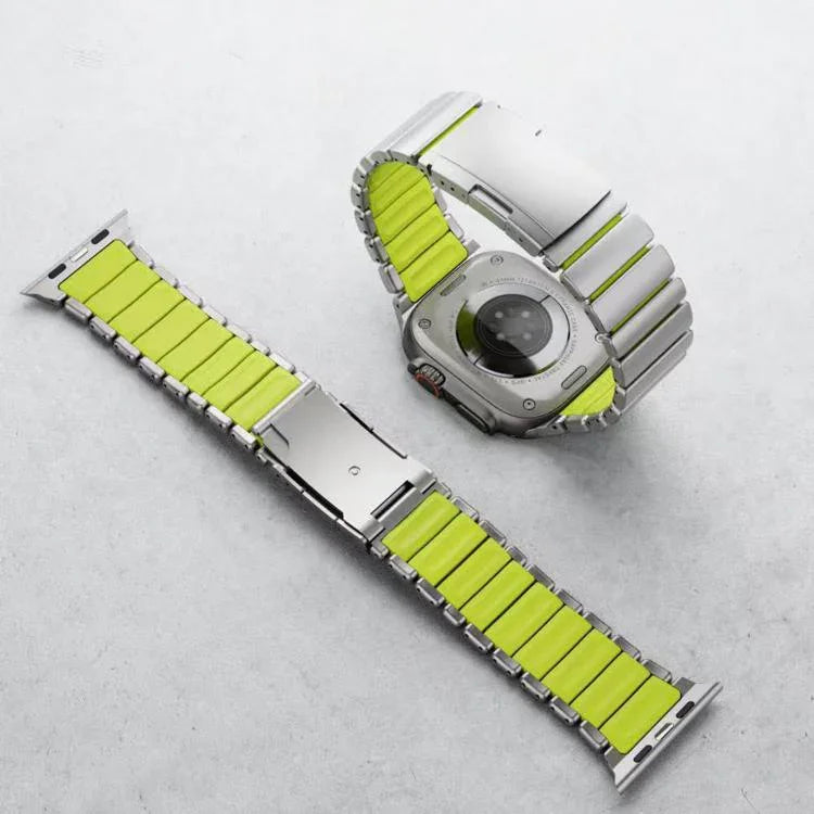 Turtle Buckle Dual-Color Titanium Metal Silicone Watch Band, For Apple Watch 46mm/ 49mm / 45mm / 44mm