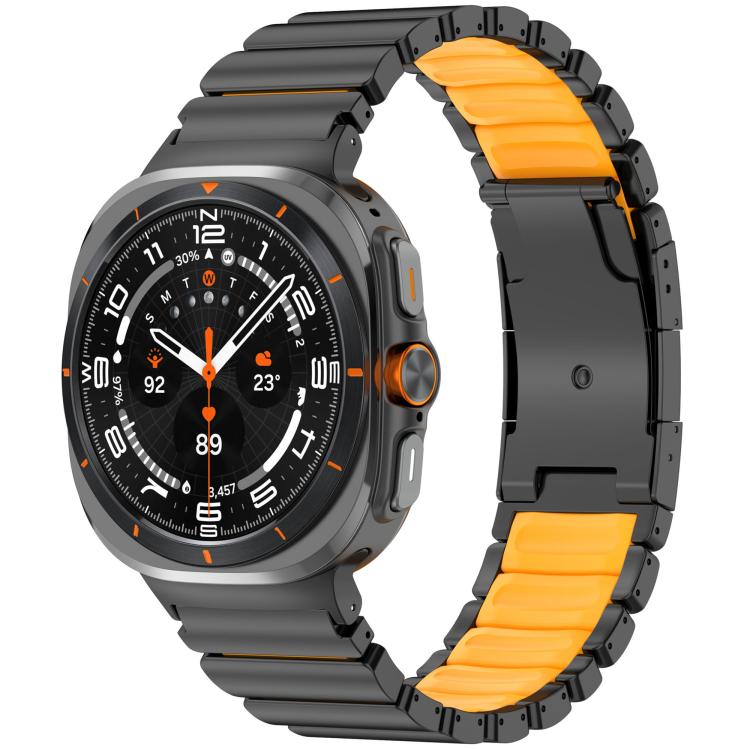 Turtle Buckle Dual Color Titanium Metal Silicone Watch Band, For Samsung Galaxy Watch8 / 8 Classic
