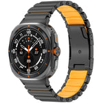 Turtle Buckle Dual Color Titanium Metal Silicone Watch Band, For Samsung Galaxy Watch8 / 8 Classic