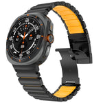 Turtle Buckle Dual Color Titanium Metal Silicone Watch Band, For Samsung Galaxy Watch8 / 8 Classic