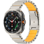 Turtle Buckle Dual Color Titanium Metal Silicone Watch Band, For Samsung Galaxy Watch8 / 8 Classic