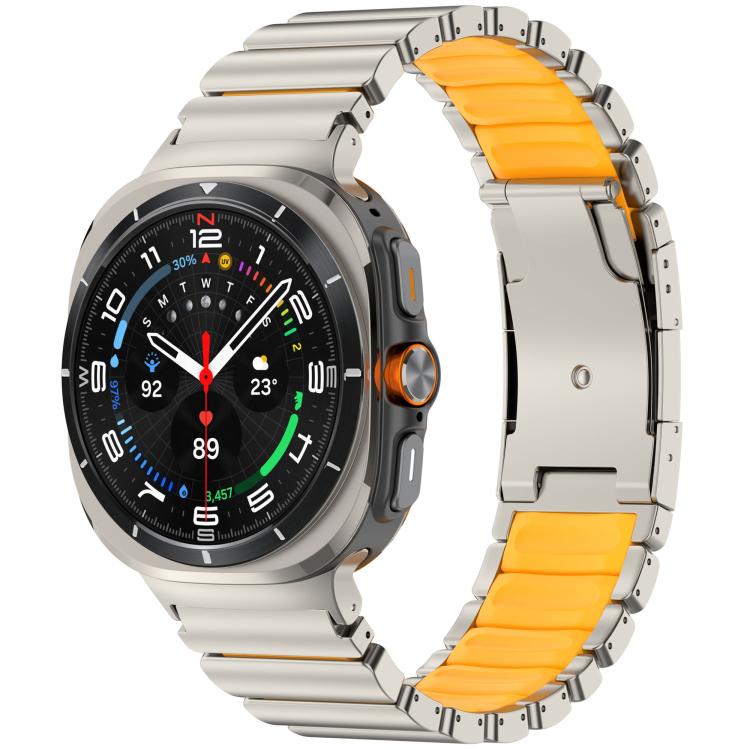 Turtle Buckle Dual Color Titanium Metal Silicone Watch Band, For Samsung Galaxy Watch8 / 8 Classic