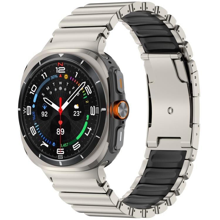 Turtle Buckle Dual Color Titanium Metal Silicone Watch Band, For Samsung Galaxy Watch8 / 8 Classic