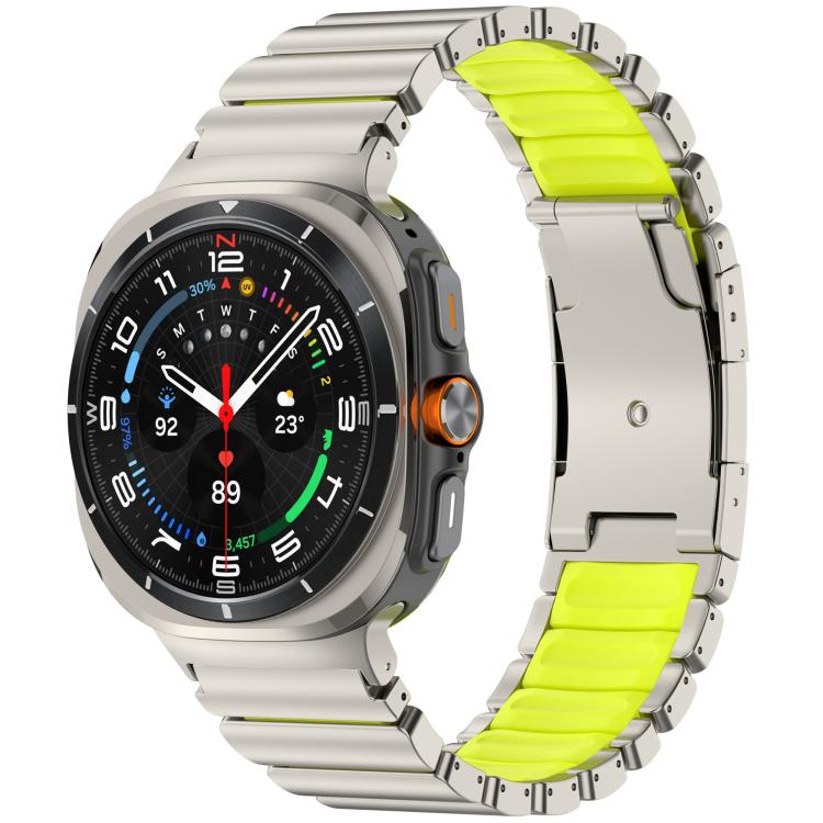 Turtle Buckle Dual Color Titanium Metal Silicone Watch Band, For Samsung Galaxy Watch8 / 8 Classic