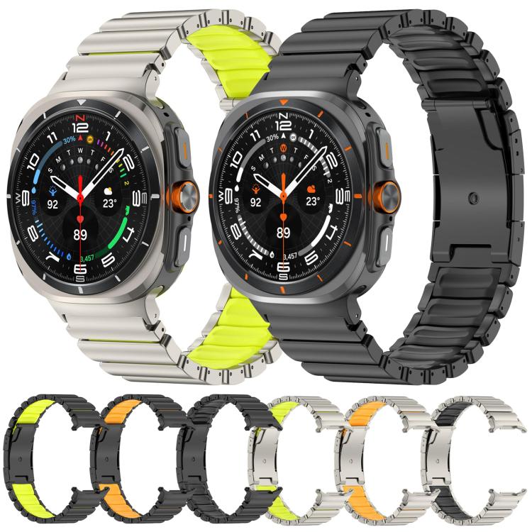 Turtle Buckle Dual Color Titanium Metal Silicone Watch Band, For Samsung Galaxy Watch8 / 8 Classic
