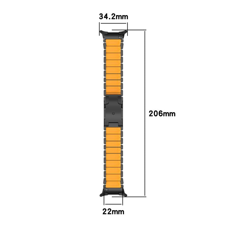 Turtle Buckle Dual Color Titanium Metal Silicone Watch Band, For Samsung Galaxy Watch8 / 8 Classic