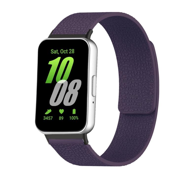 Lychee Texture Soft Magnetic Silicone Watch Band, For Samsung Galaxy Fit3