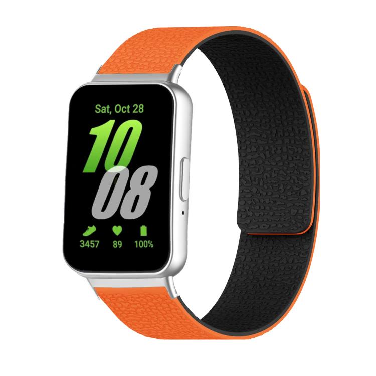 Lychee Texture Soft Magnetic Silicone Watch Band, For Samsung Galaxy Fit3